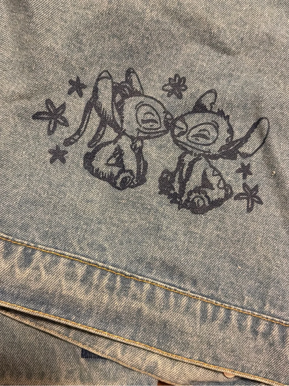 Disney Light Blue Denim Jean Jacket with Pink Stitch Patch